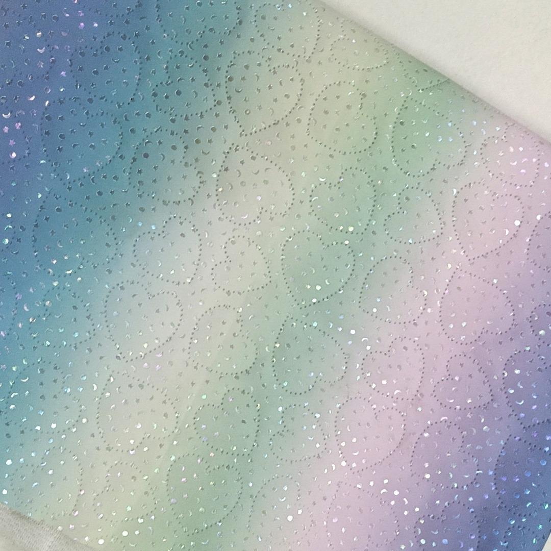 ultrasonic gradient bronzing embossed pu artificial leather peach heart flash point magic color leather cosmetic bag notebook home details Picture