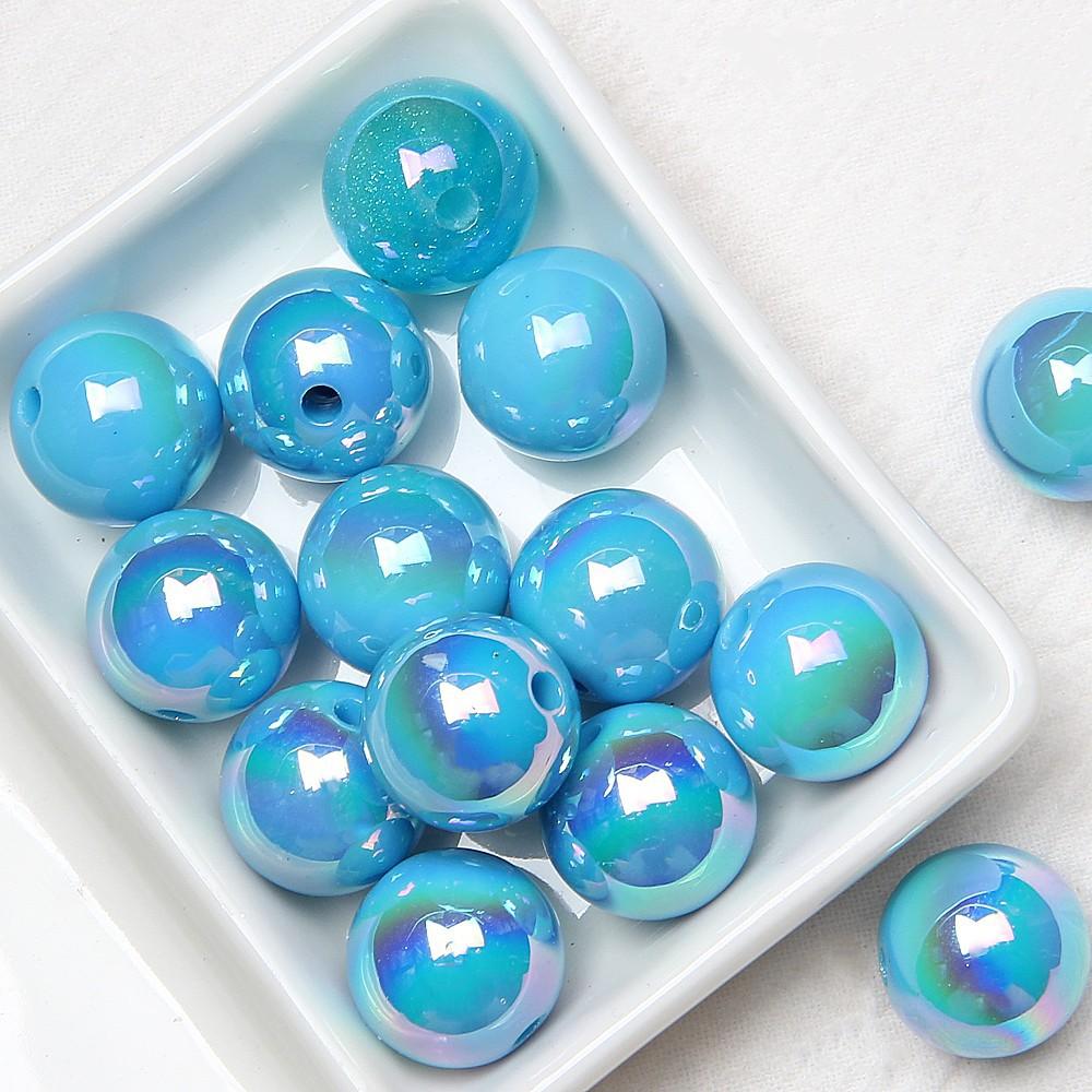 card 16 macaron color acrylic abs plating round beads diy bead accessories bracelet mobile phone charm diy bead Specification drawing