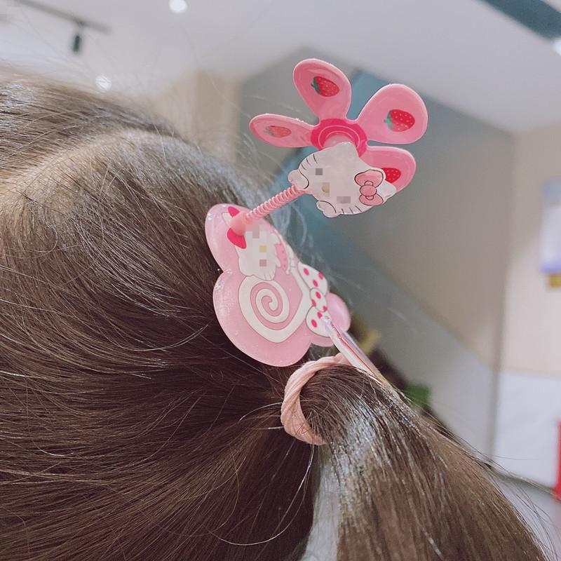pink cute  windmill press clip swing side clip korean children hair accessories barrettes acrylic bang clip rotating Application Scenario