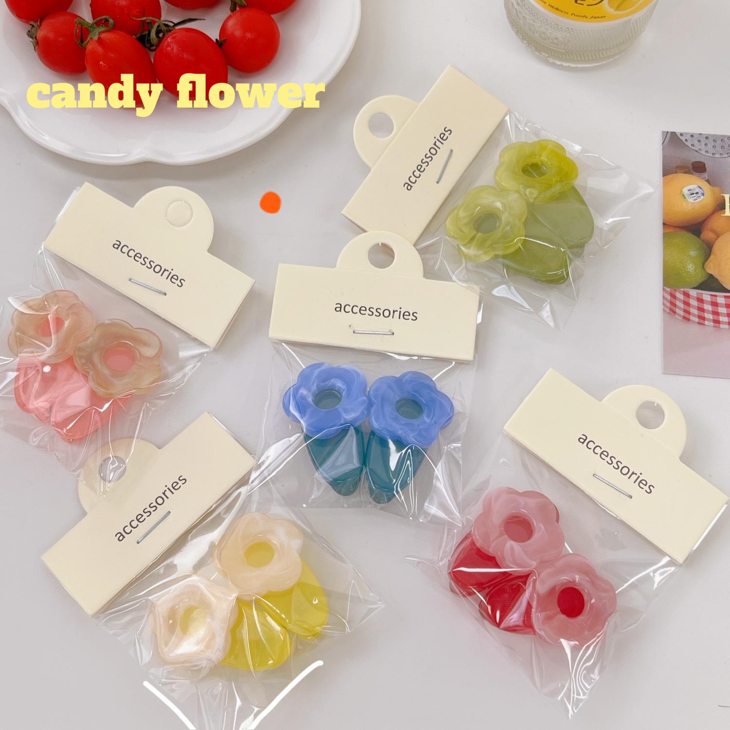 2 Ins Candy Color Hairpin Sweet Flowers Barrettes Acrylic Side Clip Fringe Clip Headdress Princess Hairstyle