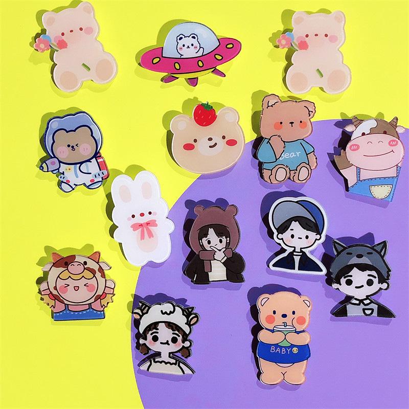 cute acrylic cartoon badge brooch wholesale small girls bag accessories punch hanging pen patch