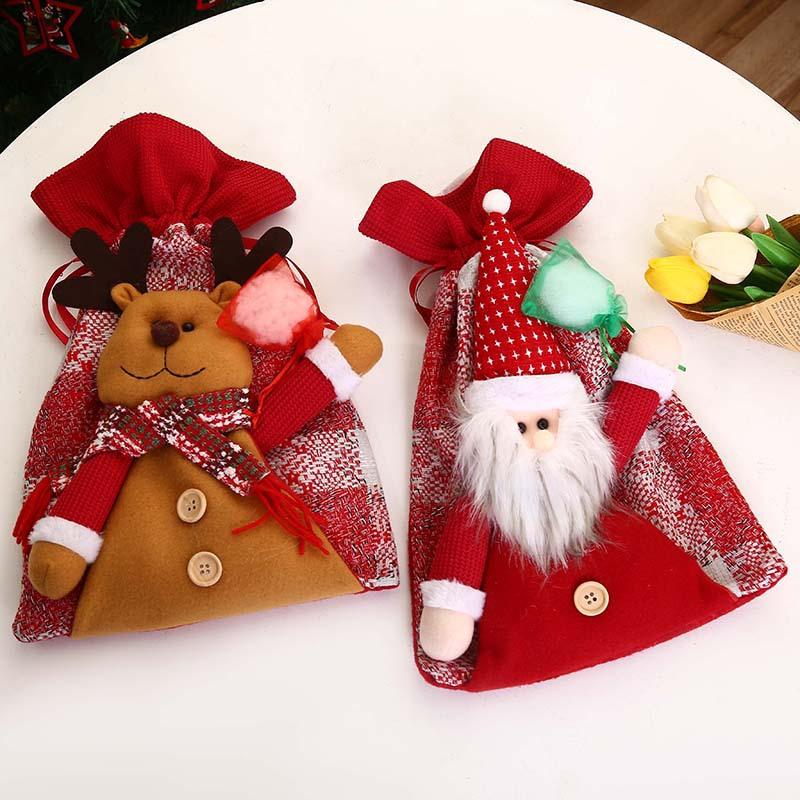 Christmas Apple Bag Drawstring Gift Bag Christmas Eve Packaging Cloth Bag Children Candy Bag Christmas Eve Fruit Gift Bag