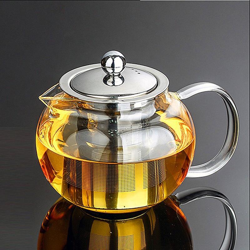 borosilicate glass teapot high temperature resistant scented tea glass pot stainless steel filtering pot apple steel leaking pot household pot