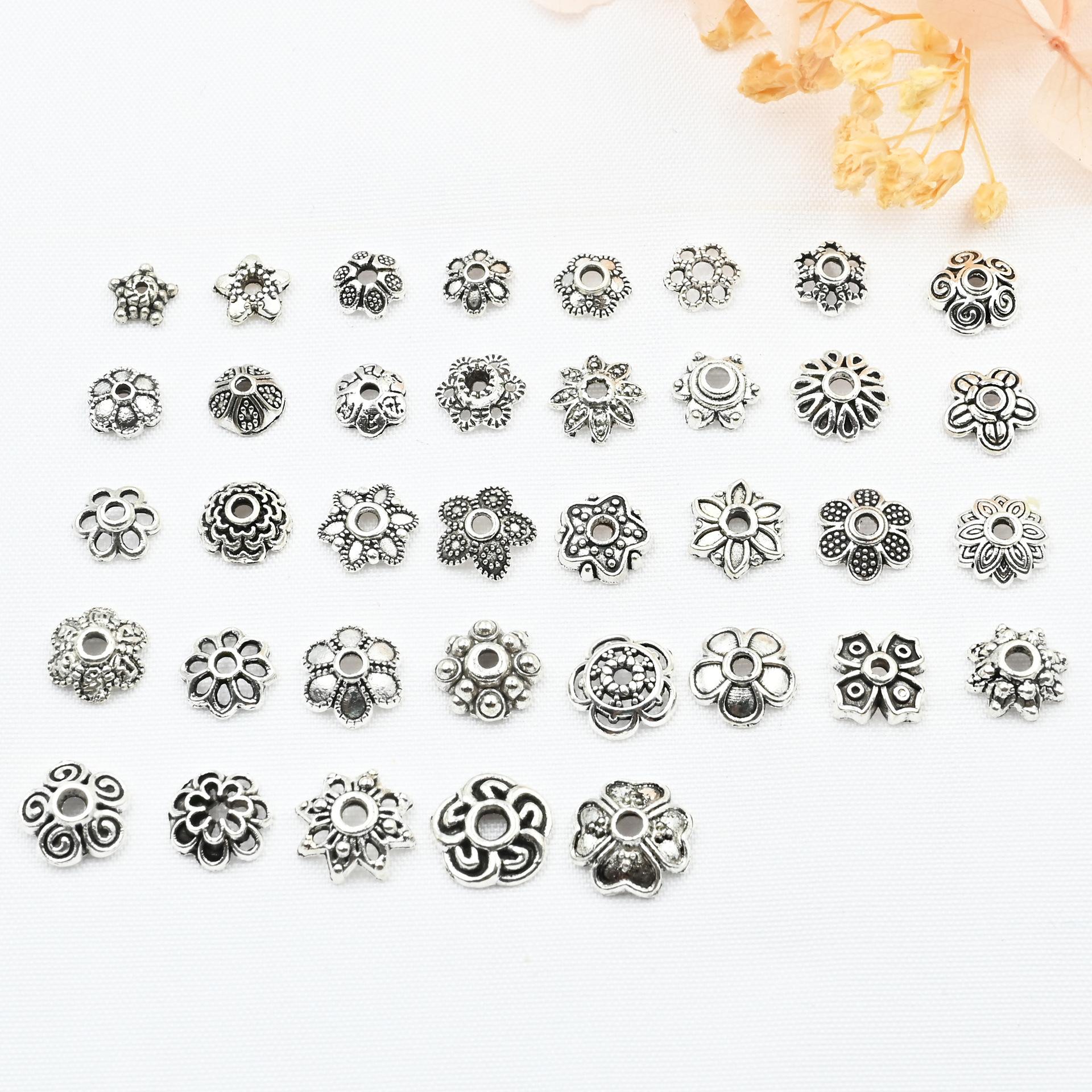 ancient silver alloy hollow receptacle spacer beads bead caps bead cushion cap ancient style diy hairpin hairpin crown ornament accessories