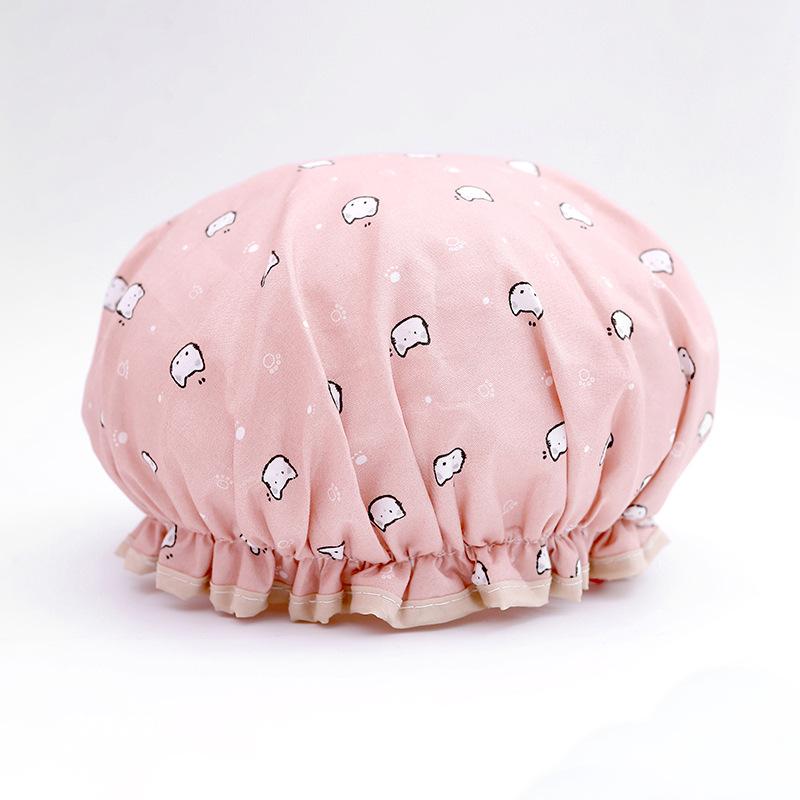 double-layer waterproof shower cap women's bath hair cap adult shower head cover hat bath hair cover oil smoke-proof toupee
