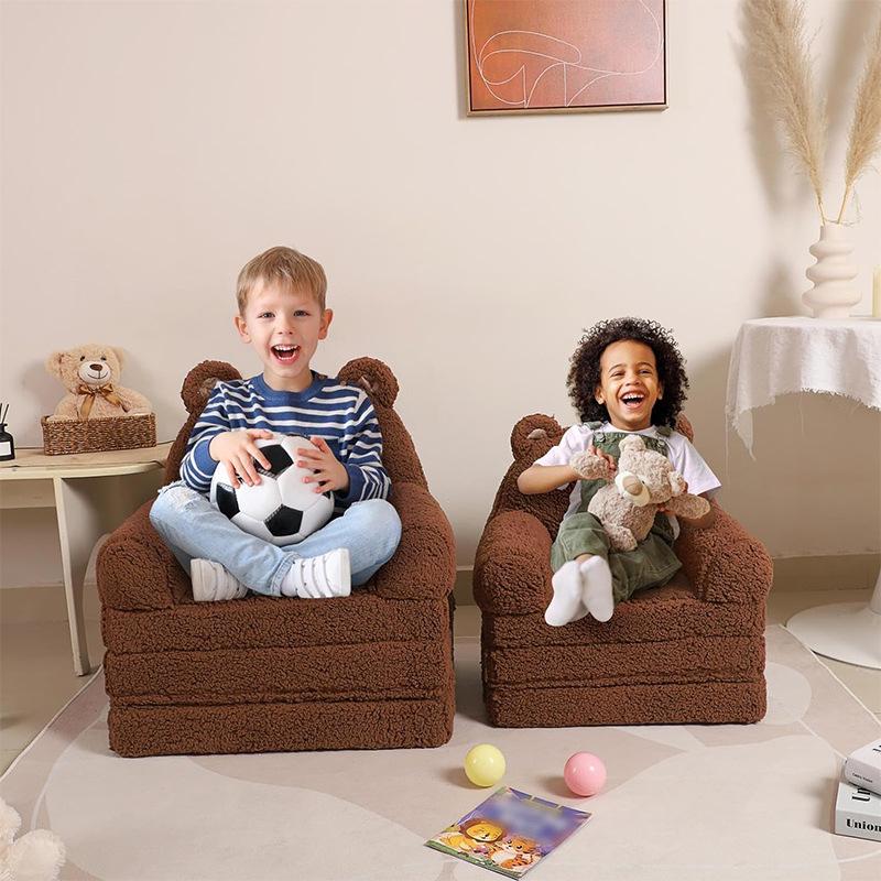 amazon factory customized sherpa fabric children foldable single sofa baby reading angle cpc certification