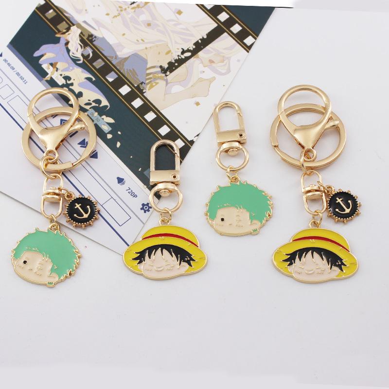japanese style creative anime one piece keychain straw hat luffy zoro airpods bag metal hanging buckle hanging ornaments