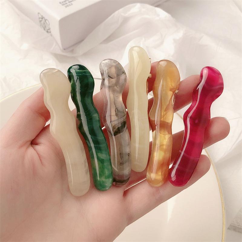 korean irregular acrylic wave barrettes new retro young girl heart side clip word clip bang clip accessories Specification drawing