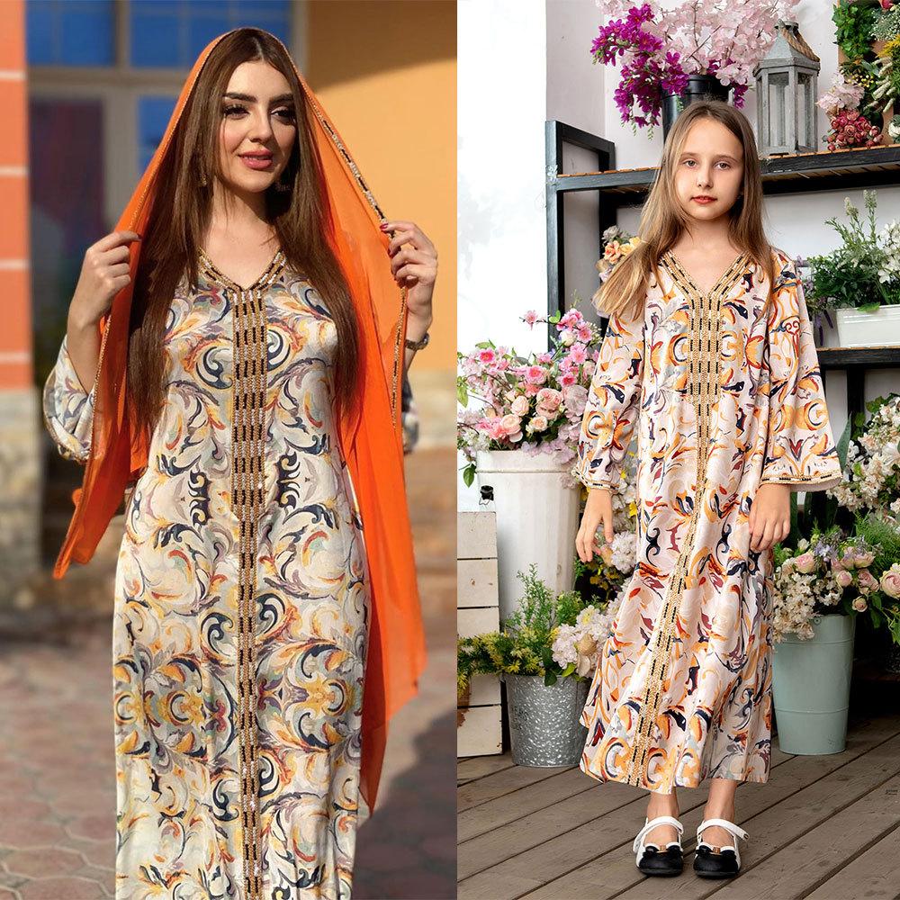 Ab105 Middle East Cross-Border E-Commerce Hot Sale Amazon Arab Robe Abaya Muslim Women's Wear Dress