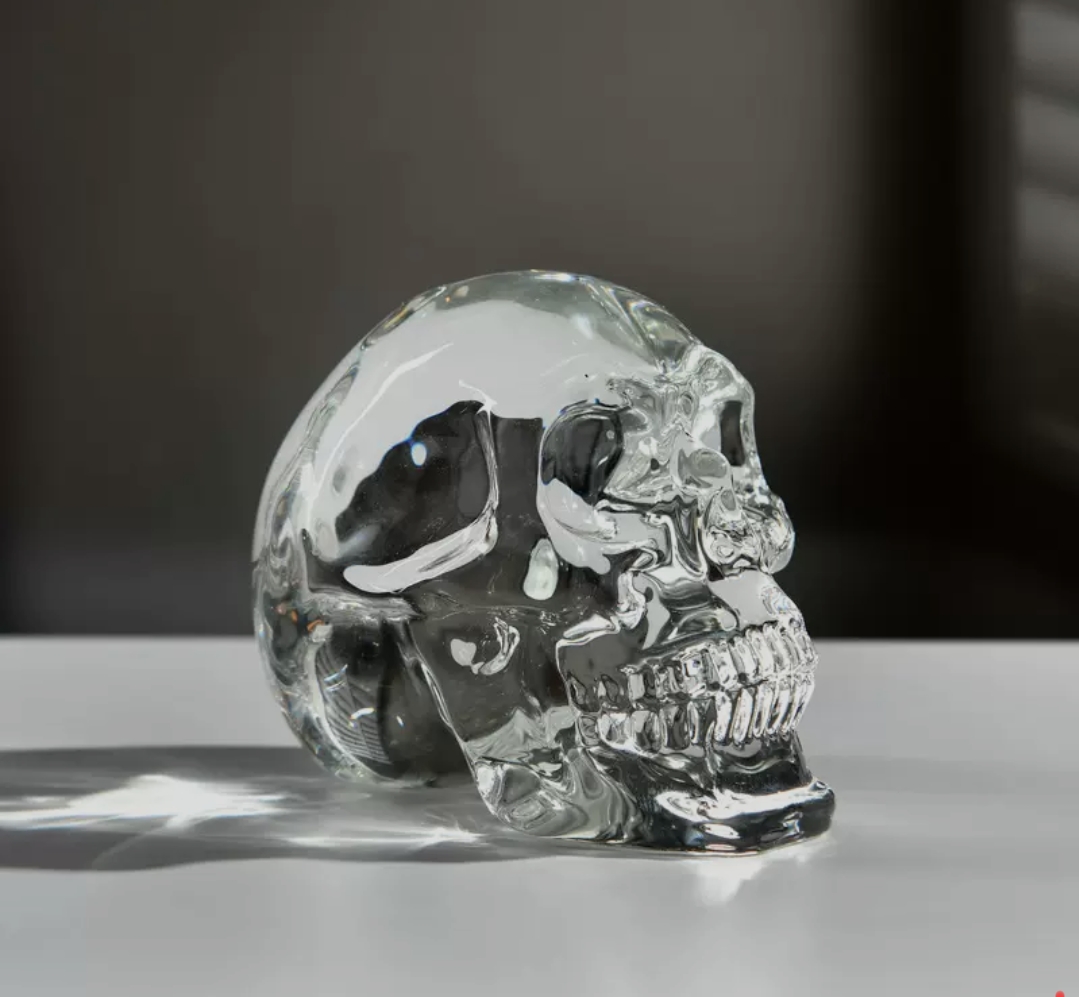 Crystal glass skull. Hold the skull in your hand and you won't have to worry about eating Item Picture