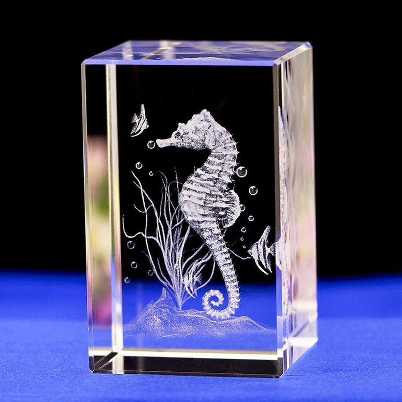 Creative Crafts Marine Animal Seahorse Crystal Inner Carving Decoration Aquarium Tourist Souvenir Factory Wholesale