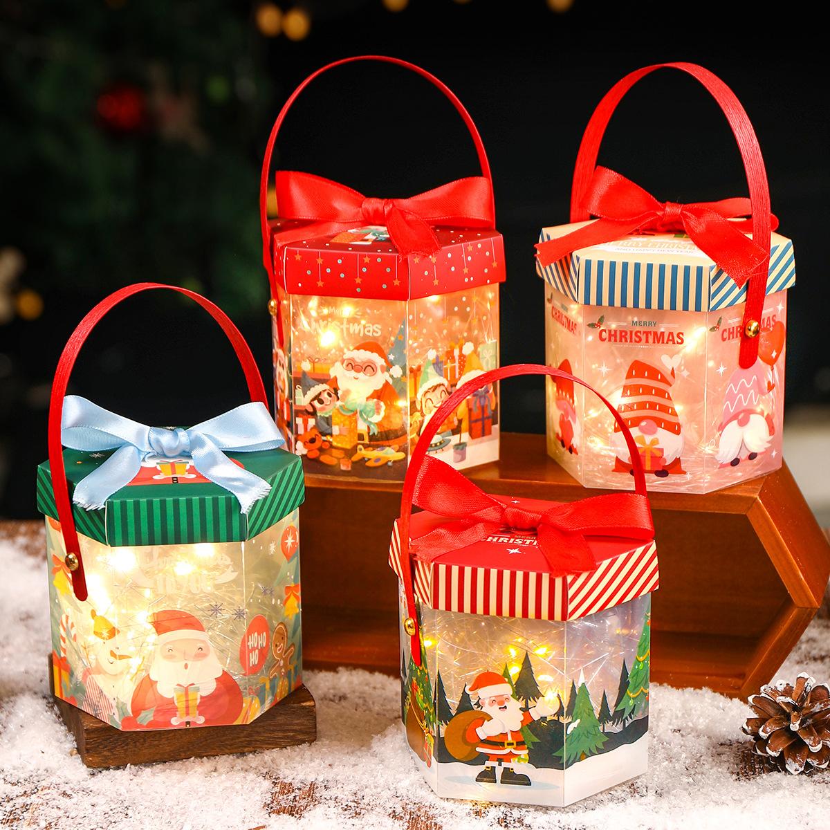 christmas eve apple gift box transparent hand christmas eve fruit packaging box cartoon original christmas apple box