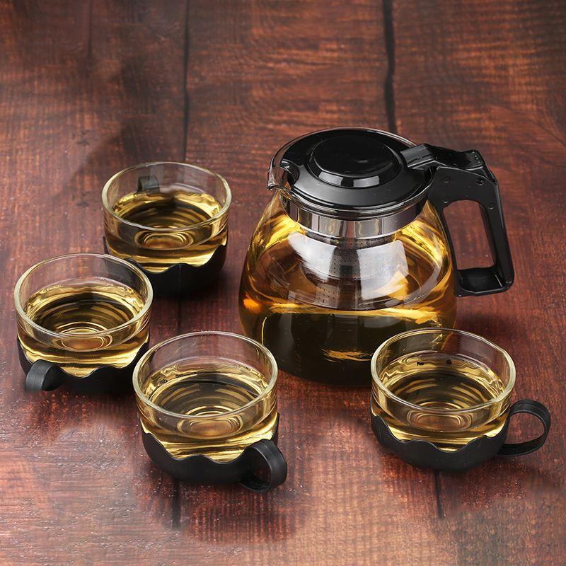 strict selection of new chinese heat-resistant glass tea set suit national trendy style one pot four cups five-piece set teapot anti-scald tea cup