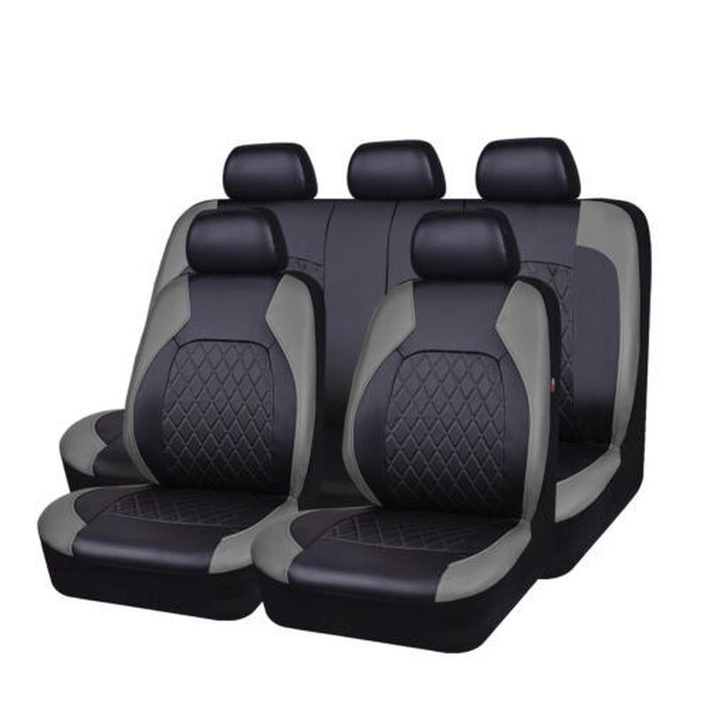 cross-border foreign trade car seat cover single line diamond plaid quilted braces leather pu leather artificial leather details Picture