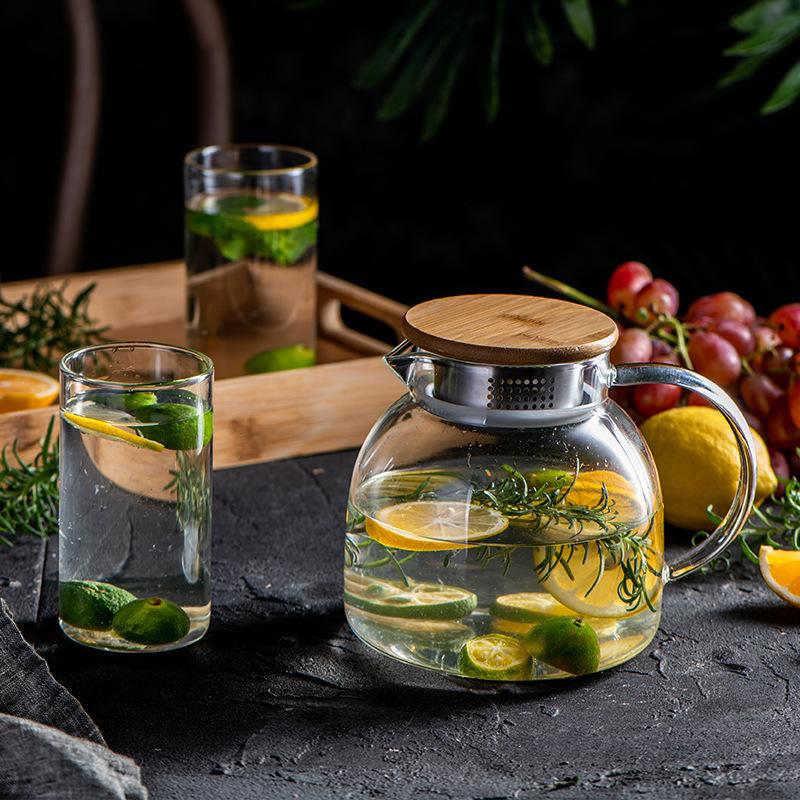 household stainless steel glass pot heat-resistant high temperature cold kettle kettle nordic large capacity glass set teapot
