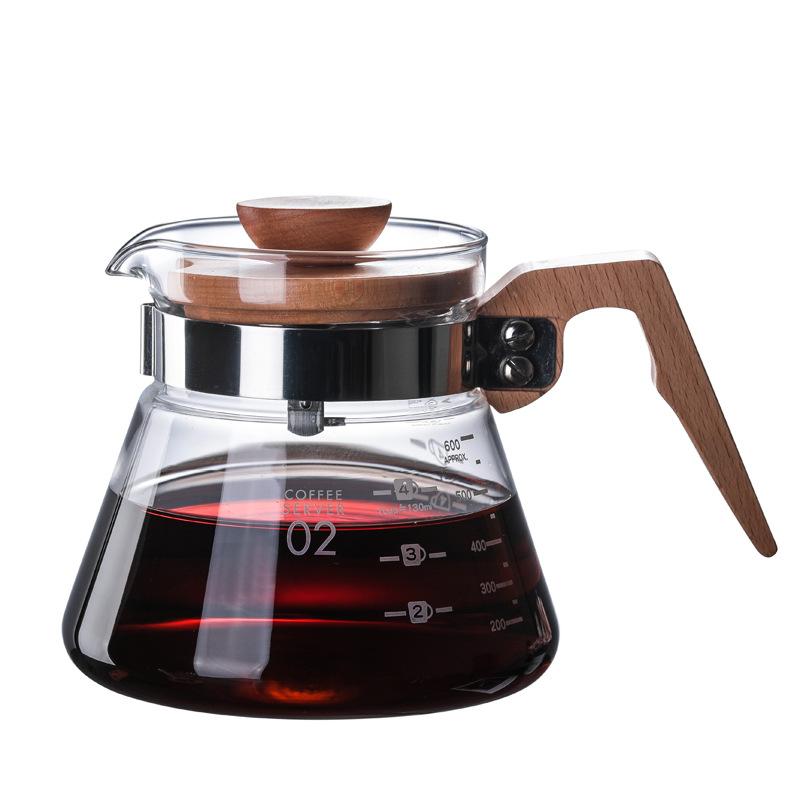 supply borosilicate coffee set glass coffee maker hand made coffee maker coffee sharing pot teapot wooden handle glass pot