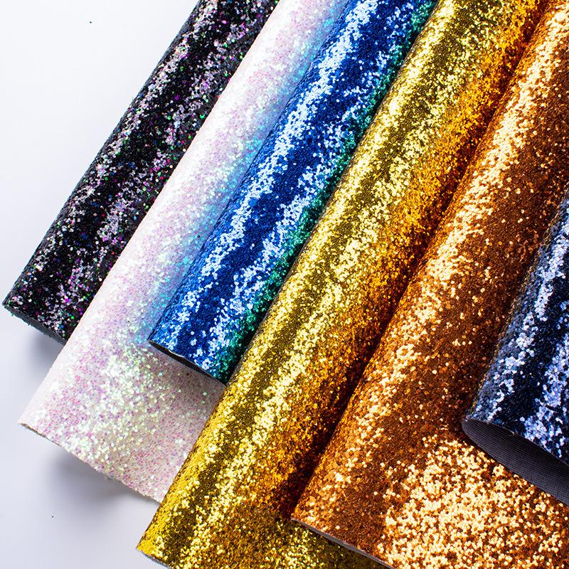 In Stock Wholesale Large Glitter Powder PU Leather Fabric GREAT Shoes Sequins Glitter Gretel Artificial Leather full figure