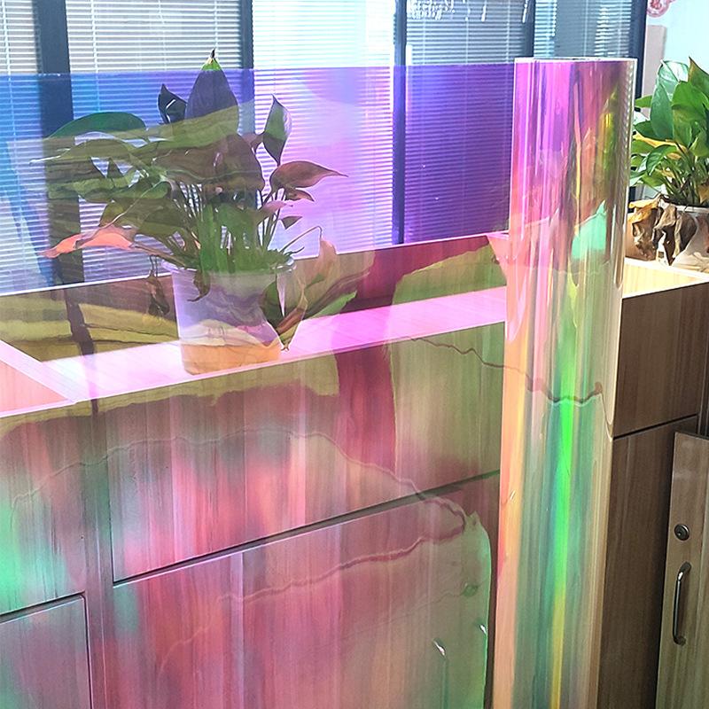 Mirror Magic Color Glass Protector Shopping Mall Glass Railing Color Iris Partition Glass Film Factory Wholesale