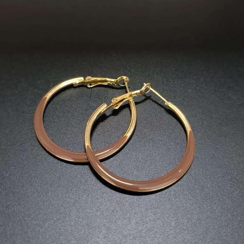 Moda simple gota de aceite círculo earloop 925 aguja de plata gran orejón personalidad versátil viaje largo earloop temperamento alto sentido aretes geométricos mujeres details Picture