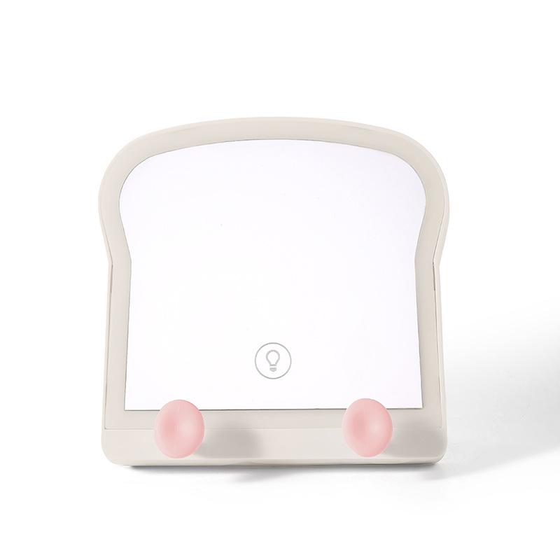 rechargeable led toast bread makeup mirror desktop desktop foldable with light fill light mirror home beauty mirror Item Picture