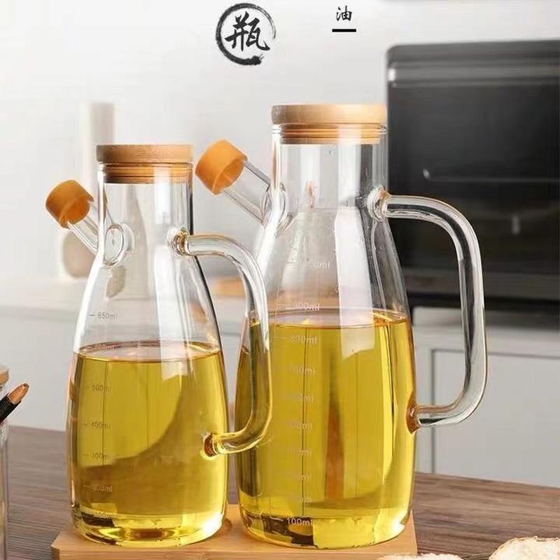 1000ml oiler household kitchen borosilicate transparent glass leakproof oil bottle vinegar bottle spice jar