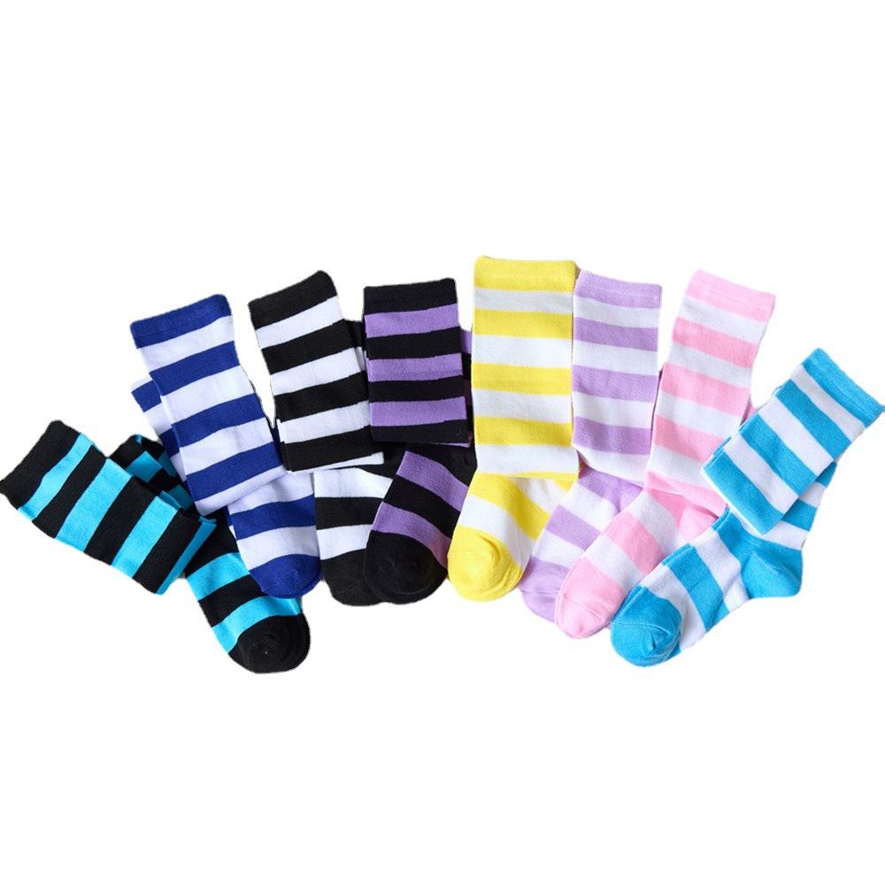 Stockings Women's Knee Socks Japanese Black and White, Colored Striped Knee Socks Thigh Socks Cosplay Anime Female Item Picture