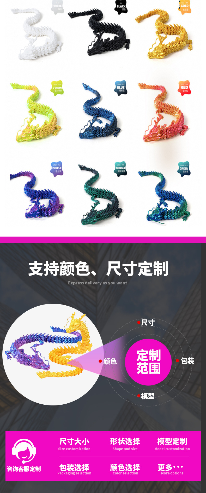 3d打印中国龙 全身关节可动手办模型市集地摊玩具摆件装饰中国龙详情6