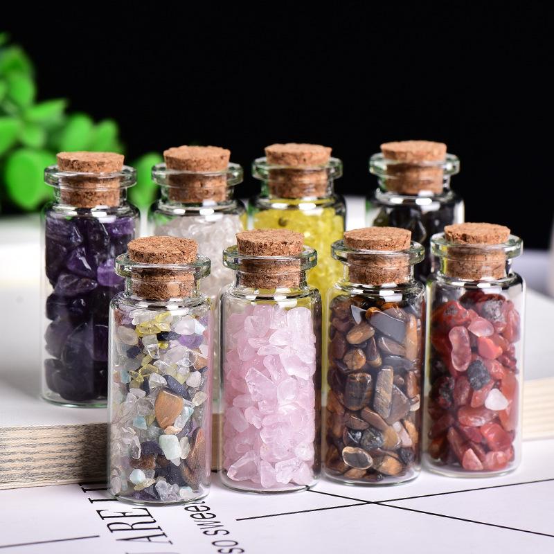 wholesale natural crystal agate gravel drift bottle pink purple white crystal gravel wishing bottle glass bottle mine standard ornaments