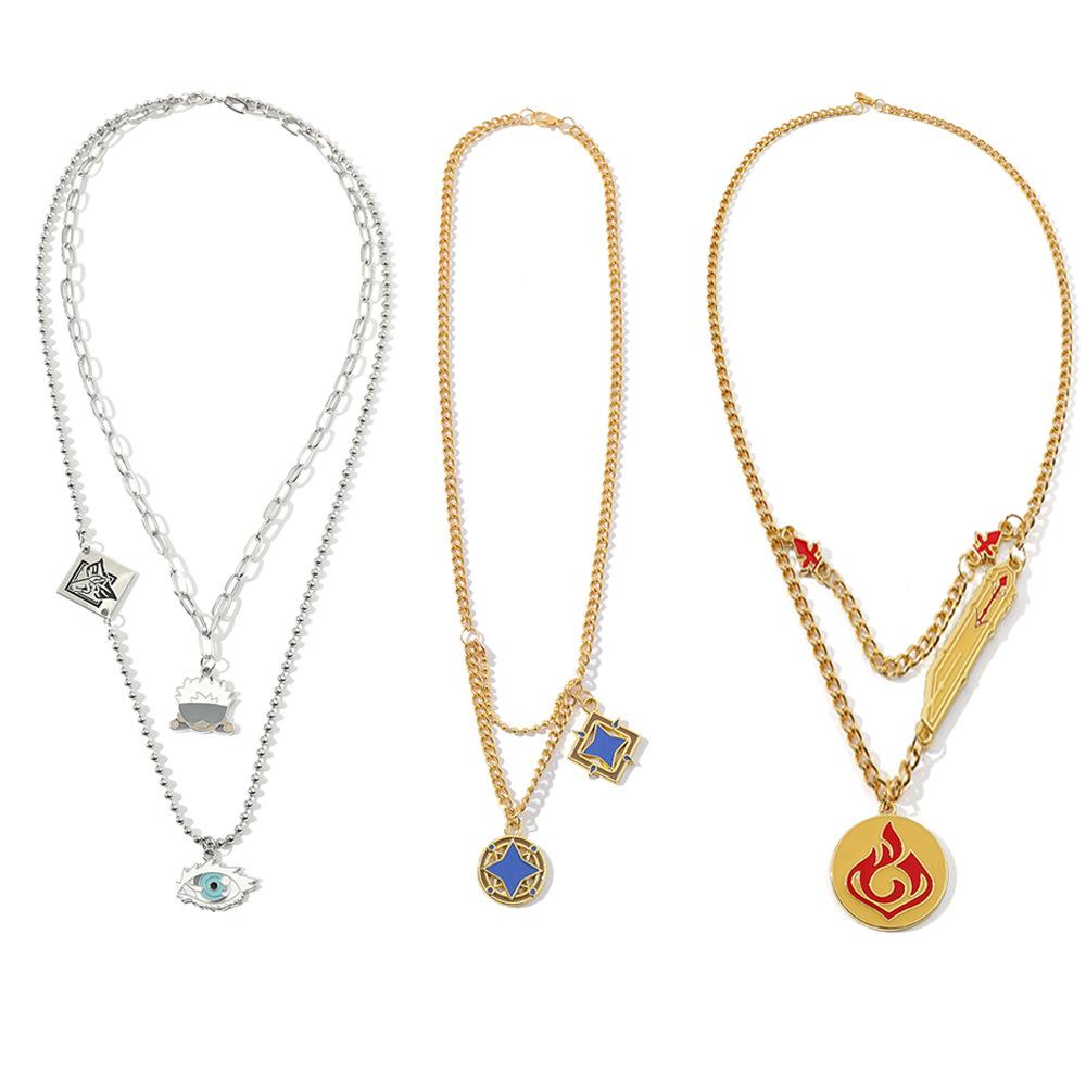 mantra battle necklace anime peripheral amazon original god new titanium steel pendant non-fading niche sweater chain