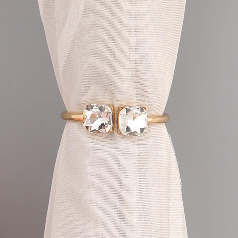 simple and light luxury curtain bandage metal irregular square glass embroidered glass curtain buckle curtain clip full figure
