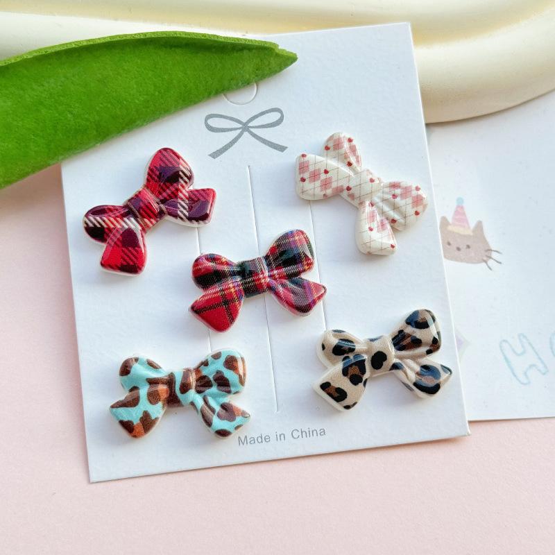 plaid bow series acrylic diy ornament accessories phone case hole shoes patch barrettes hair accessories