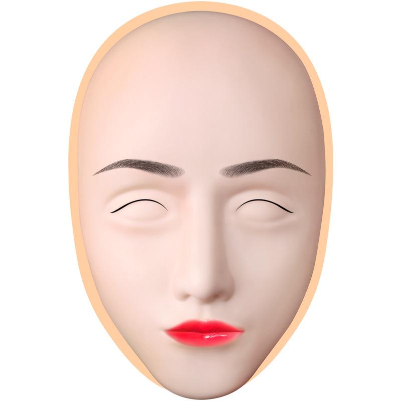 5D Face Semi-Permanent Eyebrow Tattoo Practice Skin Full Face Eyebrow Tattoo Faux Leather Eyebrows Eyes Lips Silica Gel Artificial Leather Inner Eyeliner Eyebrow Item Picture
