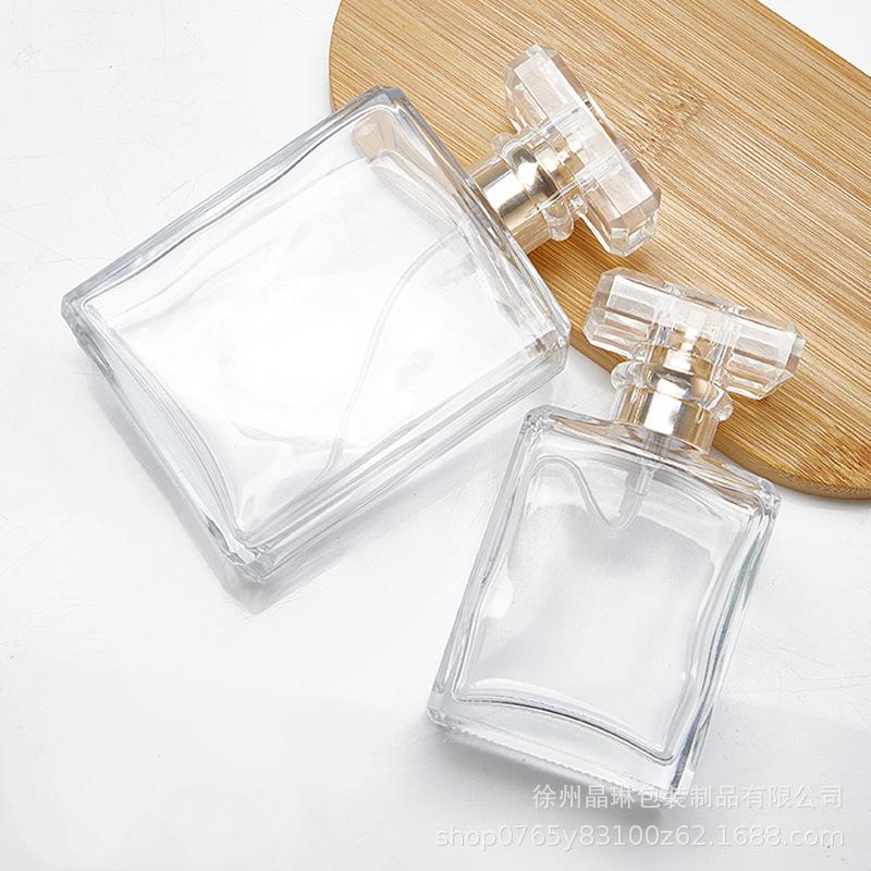 in stock wholesale 30 ml50ml100ml flat square perfume sub-bottles transparent glass press spray bottle fire extinguisher bottles Specification drawing
