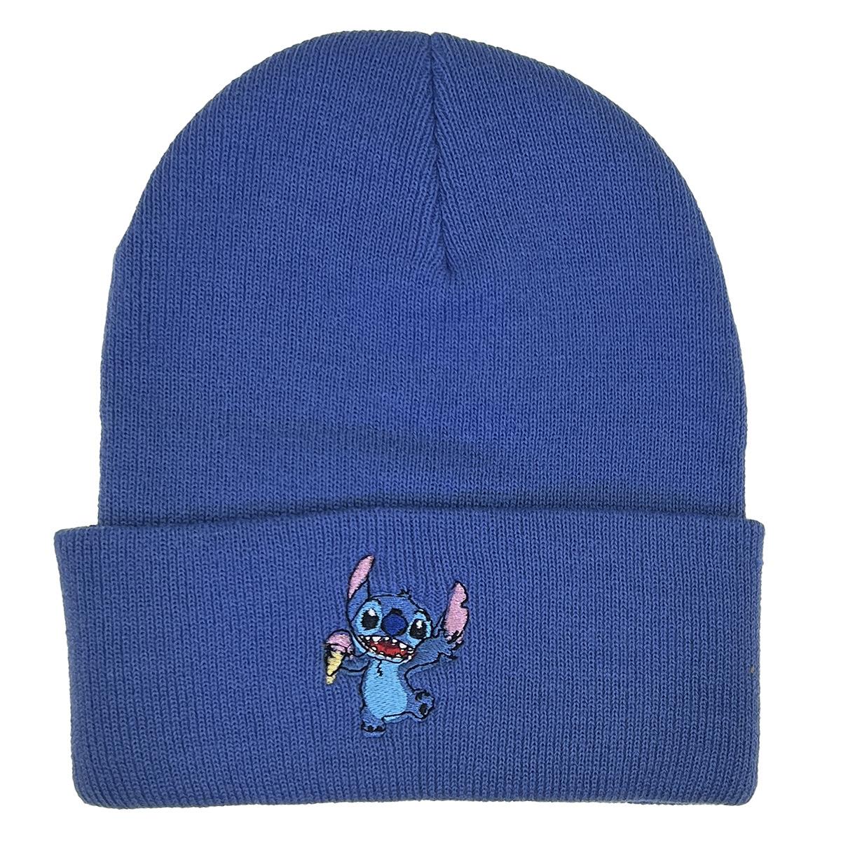 Men's and Women's Student Anime Cartoon Stitch Embroidered Knitted Hat Outdoor Pullover Warm Hat Hip Hop Woolen Cap Application Scenario