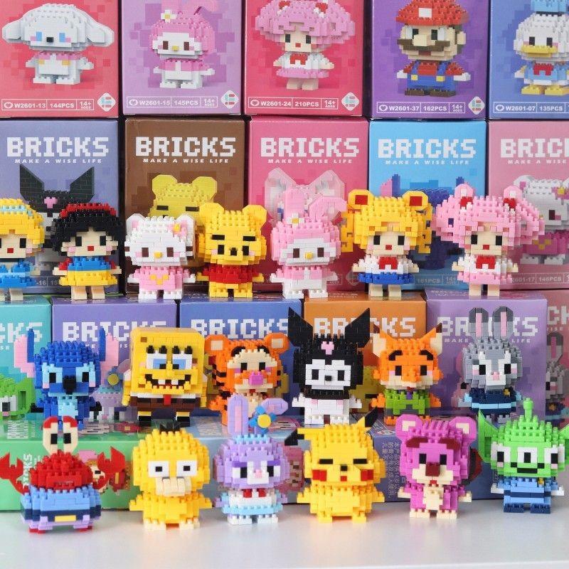 60 micro particles stereo rhinestone particle building blocks cartoon doll anime modeling educational assembling toys wholesale