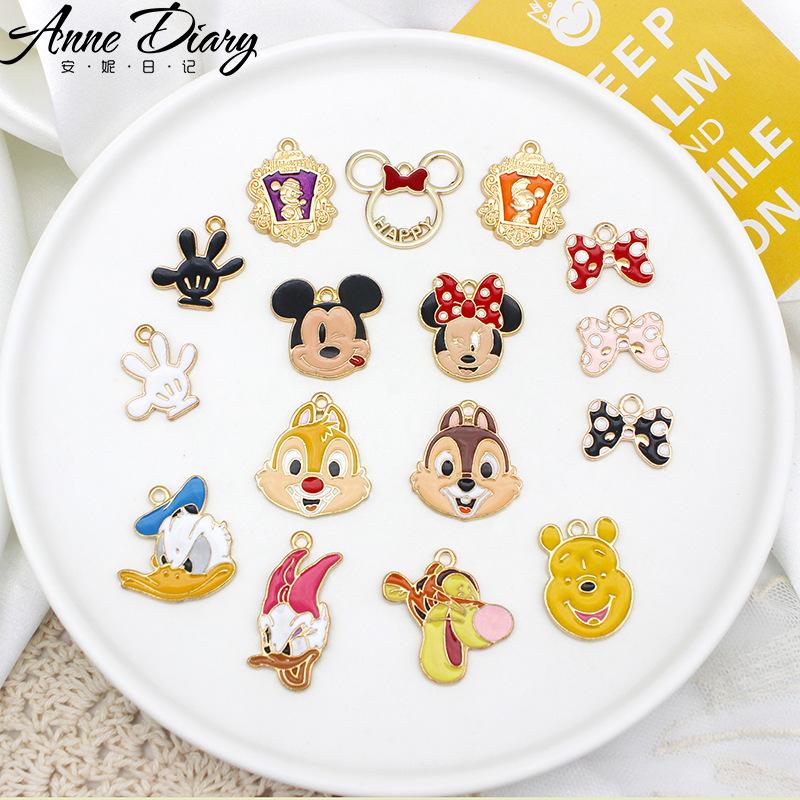 q version mickey minnie alloy dripping oil diy ornament accessories cartoon cute anime mickey mouse family hanging piece pendant