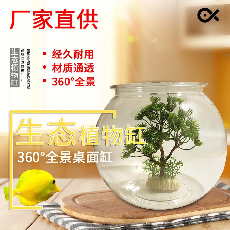 pet plastic transparent drop-resistant turtle golden fish tank round spherical desktop aquarium pet ecological mini fish tank