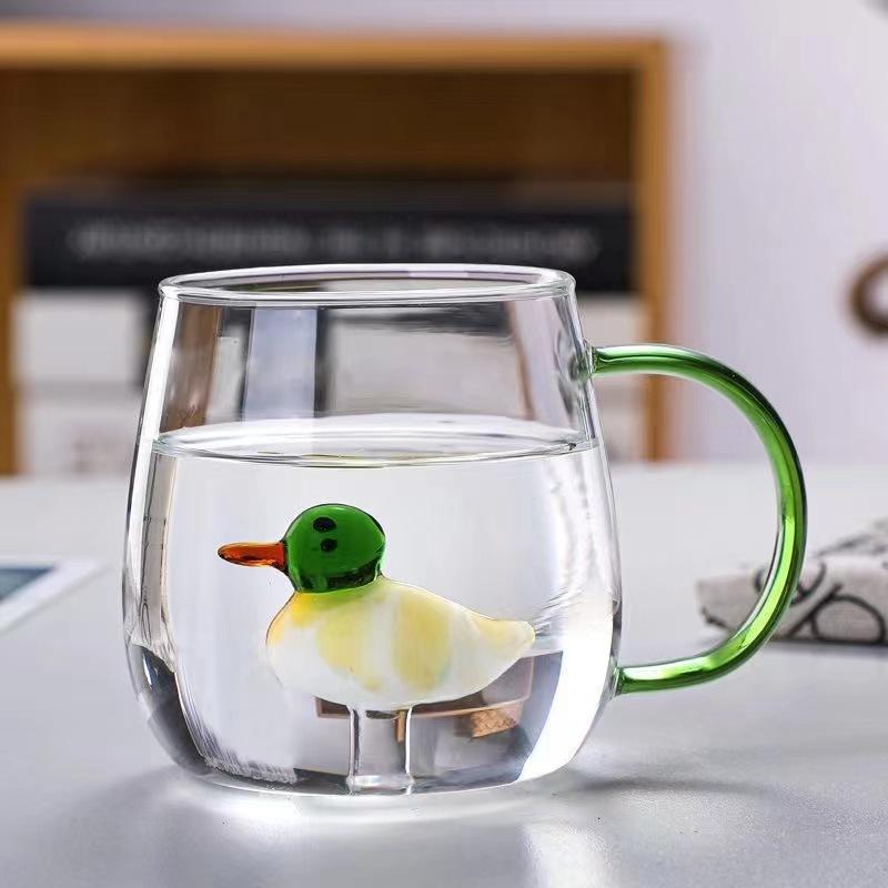 factory direct supply rose tulip heat-resistance glass three-dimensional creative fashion simple glass water cup Specification drawing