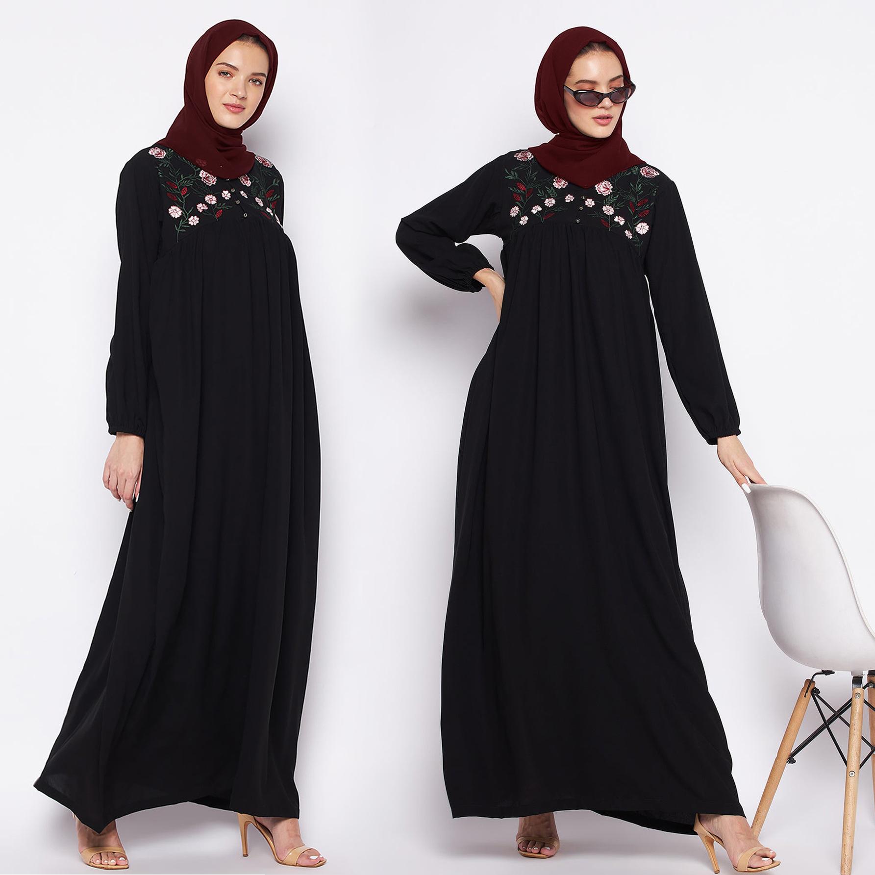 m261# muslim women's wear dress abaya djellaba machine embroidery loose dress dress