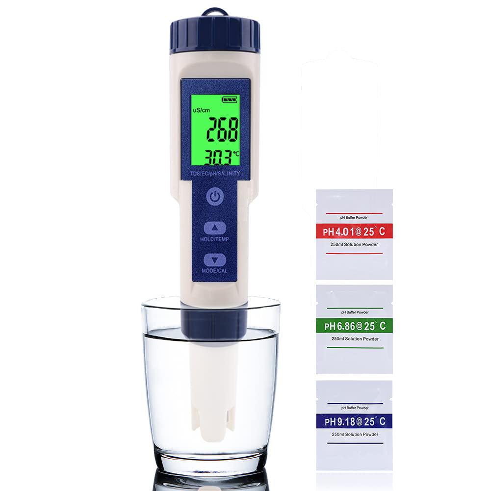 ez-9909a high precision 5 in 1 salinometer waterproof salinometer aquarium seawater detector with backlight