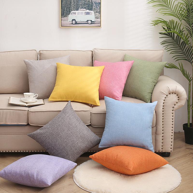new solid color linen office home gifts pillow sofa waist rest back seat cushion bedside cushion wholesale