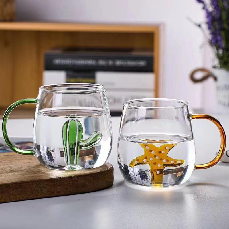 factory direct supply rose tulip heat-resistance glass three-dimensional creative fashion simple glass water cup Application Scenario