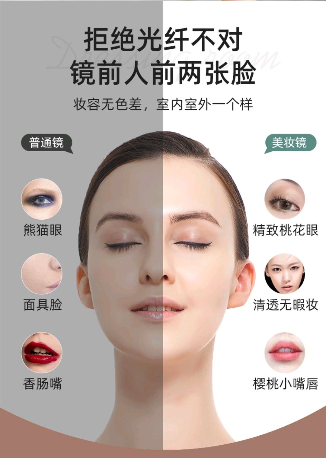 新款收纳化妆镜可折叠皮革LED美妆镜随身便携式手持镜子宿舍学生桌面简约台镜跨境批发详情图5