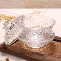 glass tea set kung fu tea set gaiwan thickened glass tea set tea brewing bowl hammered glass cover bowl set
