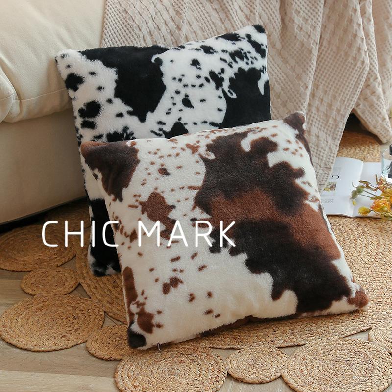 amazon hot ins style cows pattern animal leopard print plush pillow blanket back seat cushion pillow wholesale