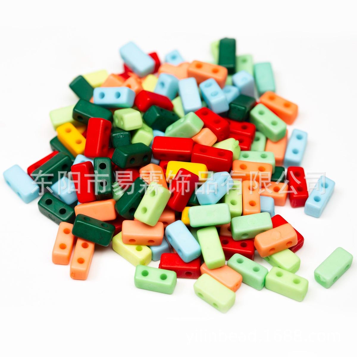 acrylic double hole bead bracelet beads accessories flat square flat beads diy jewelry