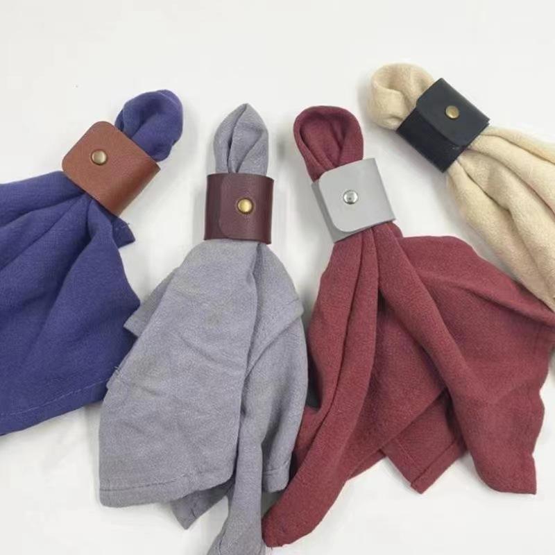 artificial leather napkin ring fashion simple hotel table decoration personalized napkin ring napkin buckle Specification drawing