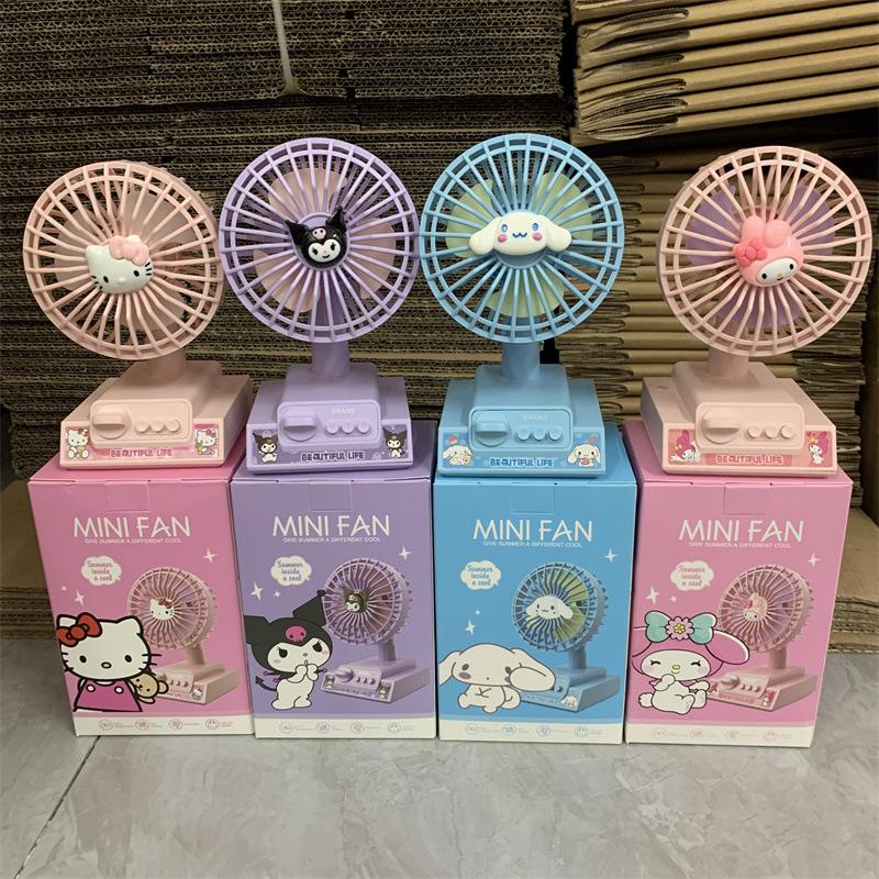 cute sanrio family anime desktop fan adjustable up and down three-gear windshield charging fan