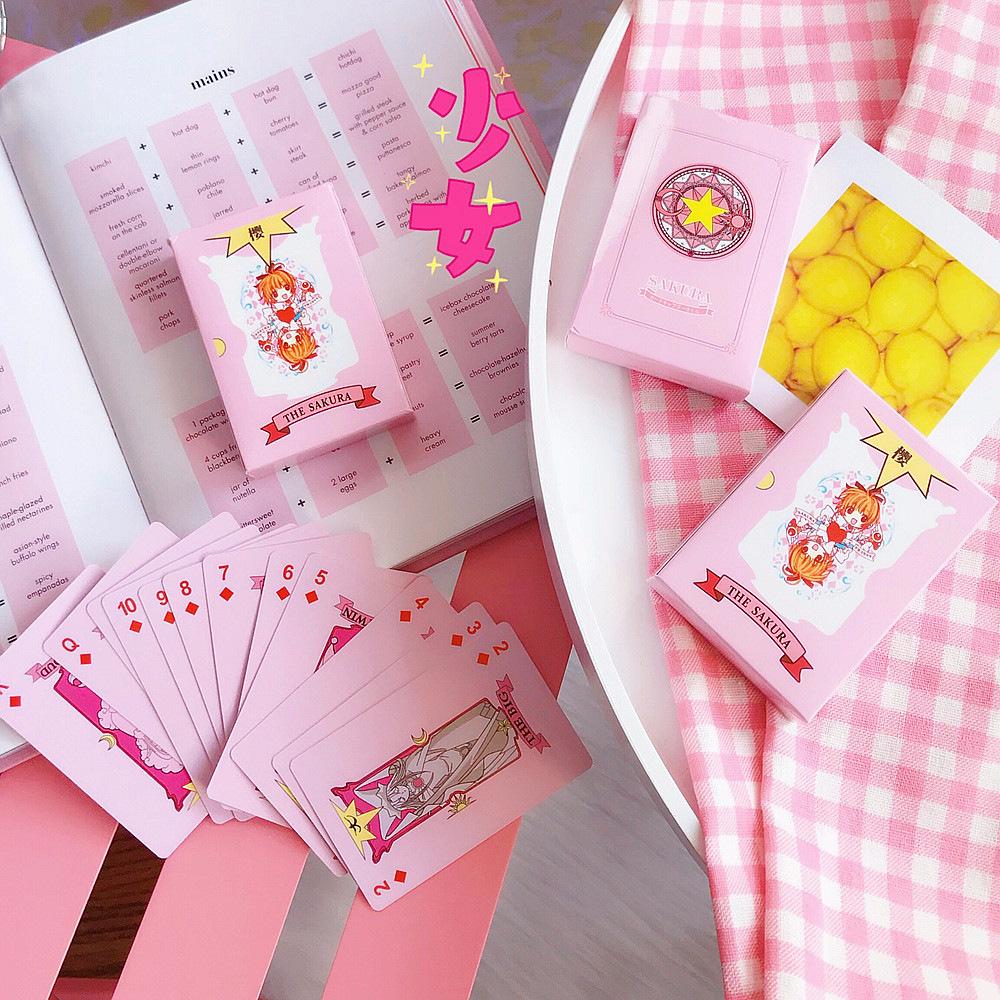 Girl Heart Pink Cartoon Anime Cardcaptor Sakura Magic Array Playing Cards Entertainment Playing Cards Creative Gift Cute