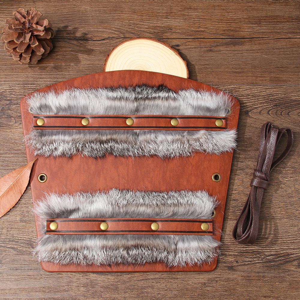 europe and america cross border viking style leather wristband medieval vintage artificial leather wristband rabbit fur thickened outdoor arm guard Application Scenario